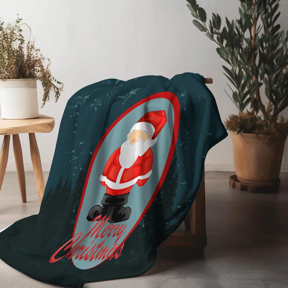 

Festive Santa Claus Throw Blanket Cozy Christmas Decor Gift Holiday Home Decor Reversible Flannel Warm Cozy Blanket Gift 75x90cm