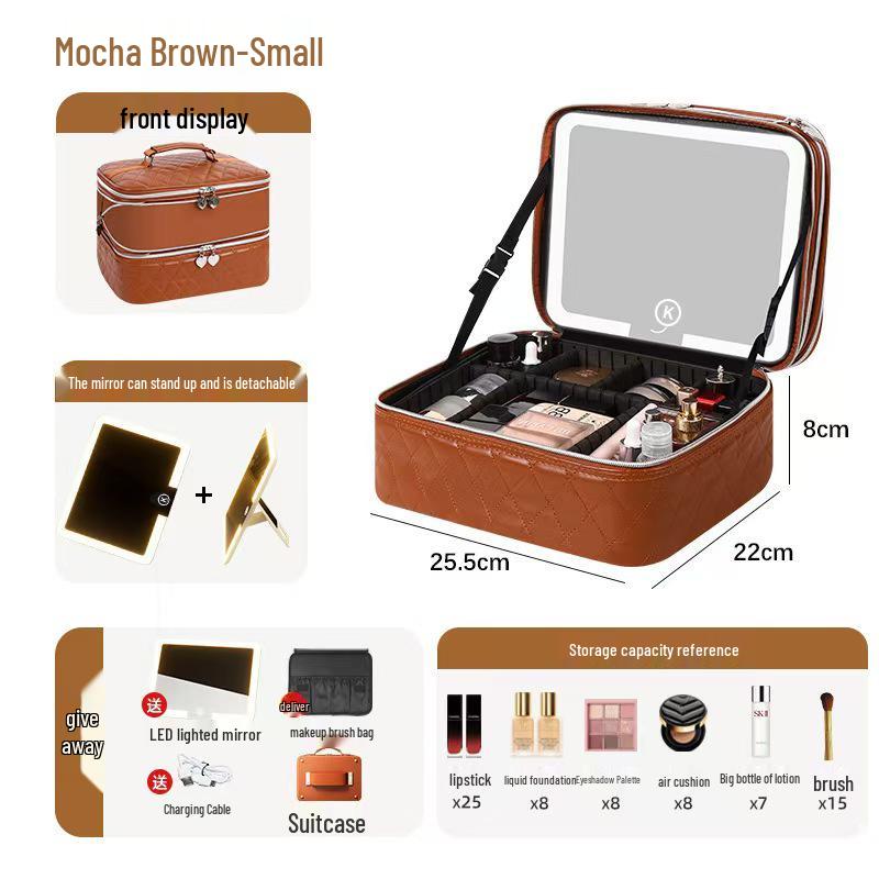2025 High-Capacity LED Makeup Case: Portable Travel Bag with Mirror & Light