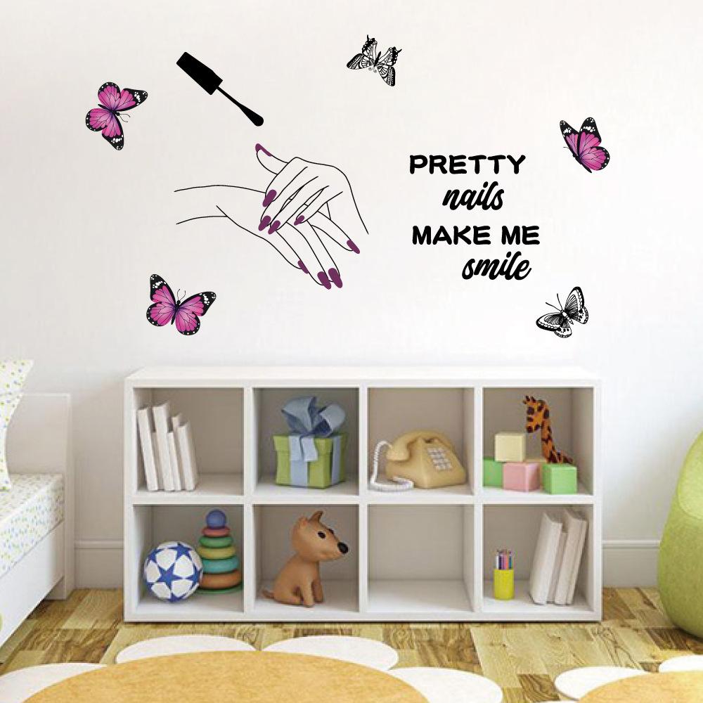 Wall Decal Beauty Salon Manicure Nail Salon Wall Art Sticker Background Wall Luminous Sticker Home Decor Stickers Self-Adhesive
