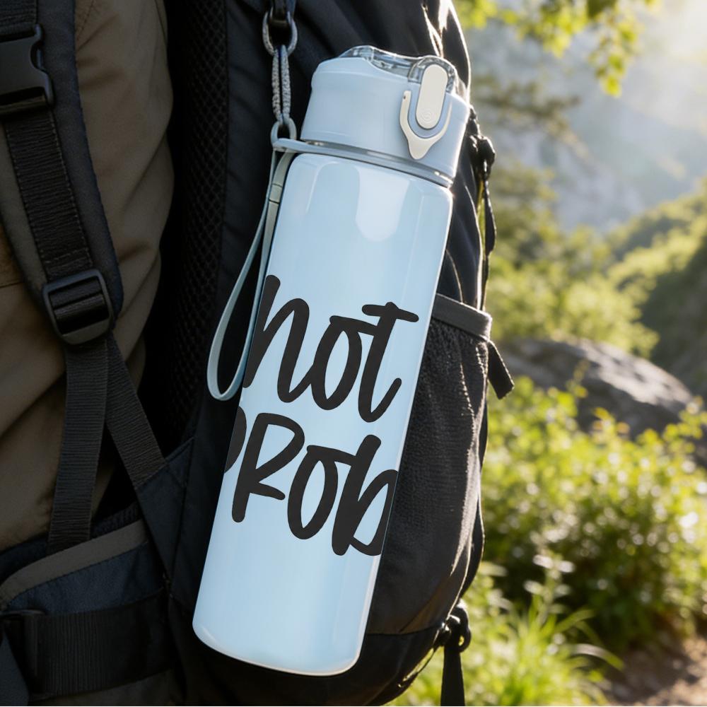 1PC Not My Problem Simple Text 750ml Color Plastic Sports Water Bottle Leakproof Flip Straw Lid Suitable for Sports Office Home Use