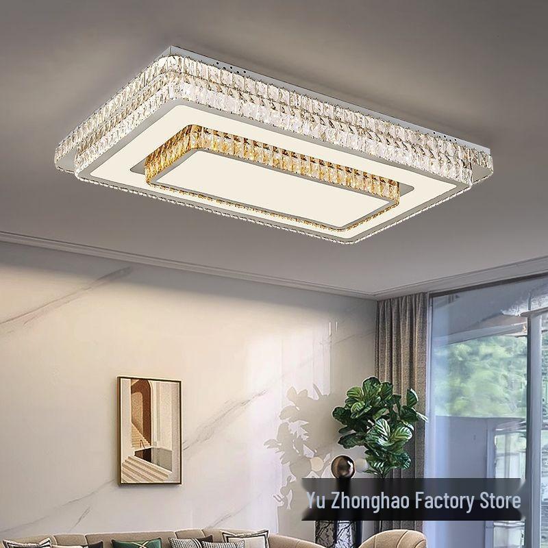 2025 Modern Rectangular Crystal Ceiling Light for Living Room, Bedroom, or Restaurant