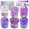 6 Packungen Farbverlauf Lila Schleim-Set - Wolkenschleim, Butter Schleim & Klarer Schleim, Knuspriger Schleim mit Strand-Schleim-Zusätzen, Flauschige Schleim-Sets für Mädchen &