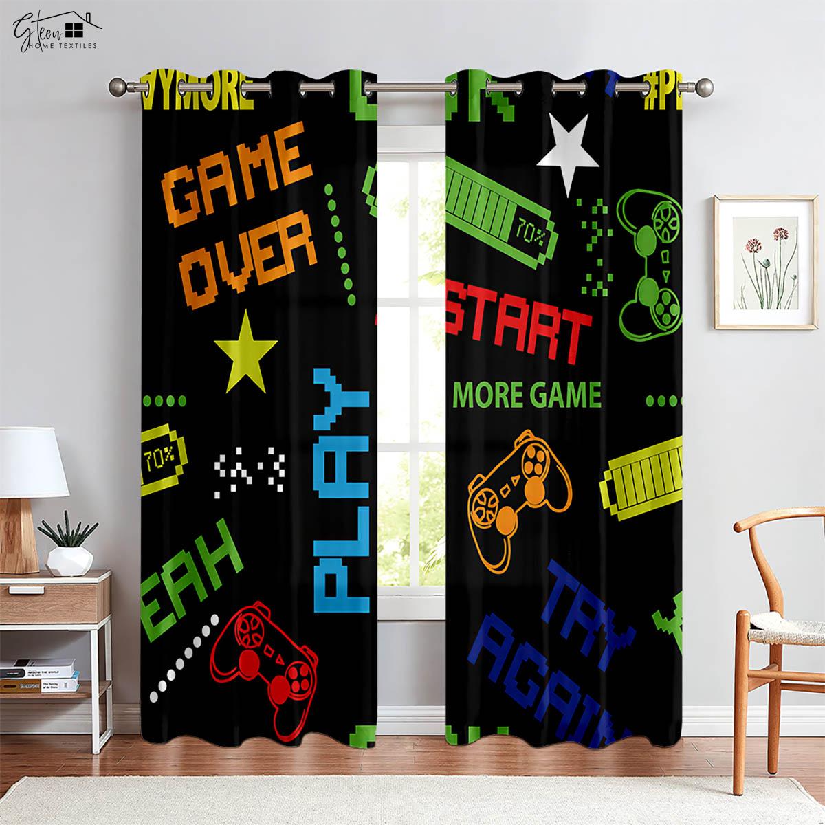 

Children s Space Bedroom Game Space Design E - Sports SpaceDecorativeDrapes2Panels for Refreshing Game Controller Print Draperies Suitable Perfect W50xH130(CM)x2PCS&Rod pocket