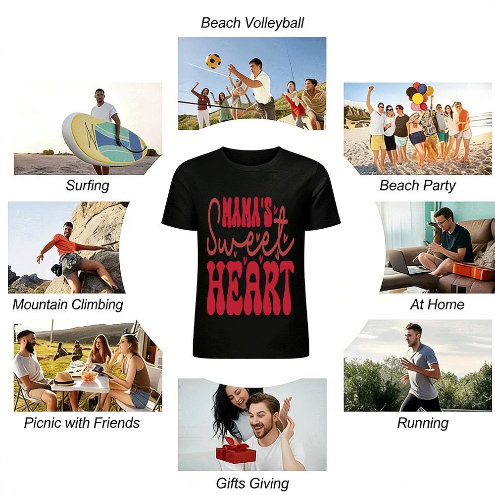 Mama's Sweet Heart Love Print Casual Top For Family Wear Pure Cotton T-shirt