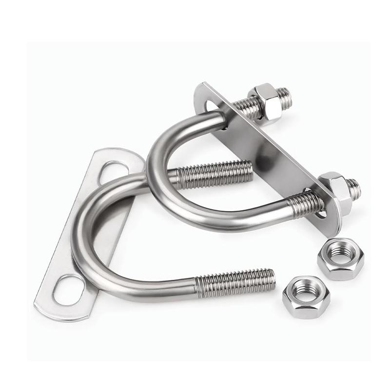 M6 M8 304 Stainless Steel U Type Bolts with Plate Nuts Round U Shape Pipe Clamp Clip U Type Tube Holder Fixed Buckle 2mm Plate