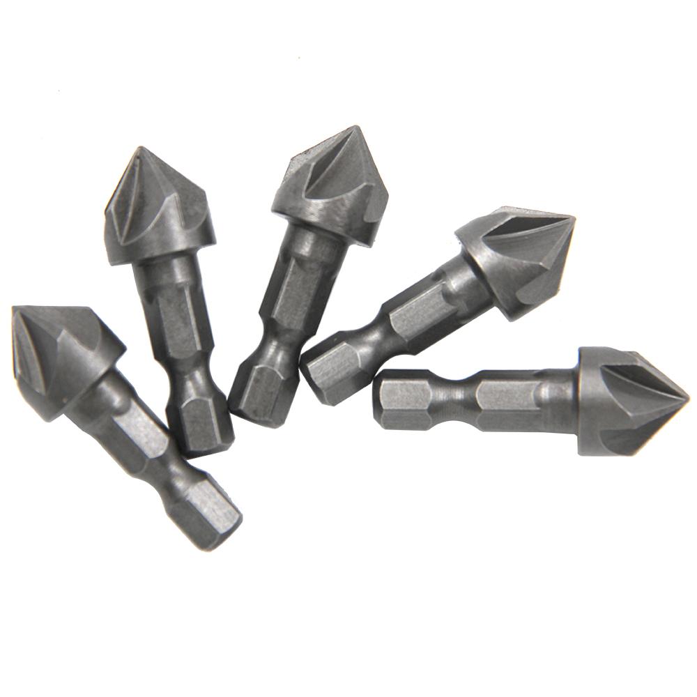 

Small hexagonal handle five edge chamfering tool chamfering cutter woodworking hole opener spot facer reaming tool drill bit Hexagonal