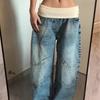 High-Waisted Straight Leg Denim Pants Women Streetwear Loose Wide Jeans Cotton Blend