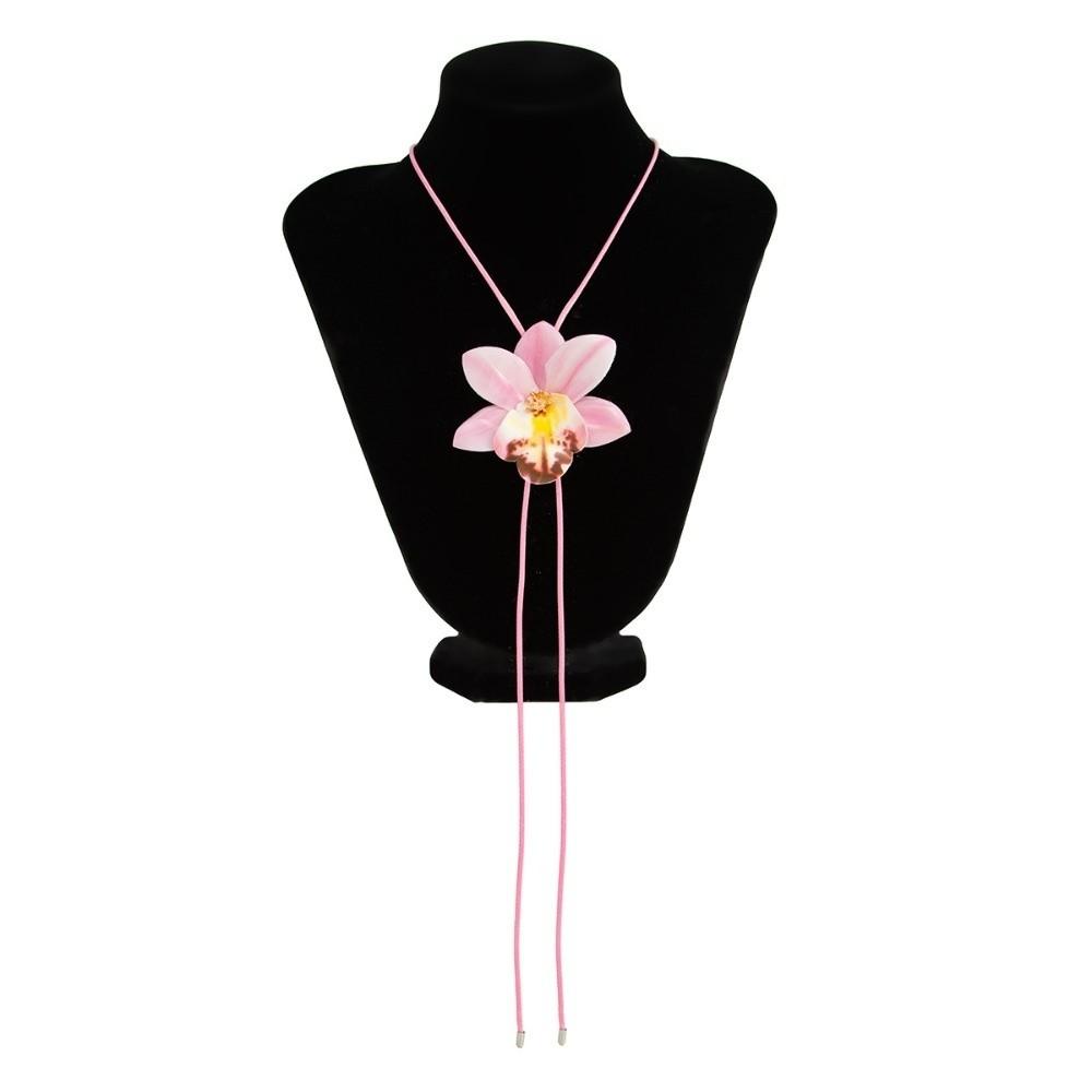 Simulationsblumen-Halskette Orchidee Simulationsblumen-Ohrringe Modische Schlüsselbein-Kette Anhänger