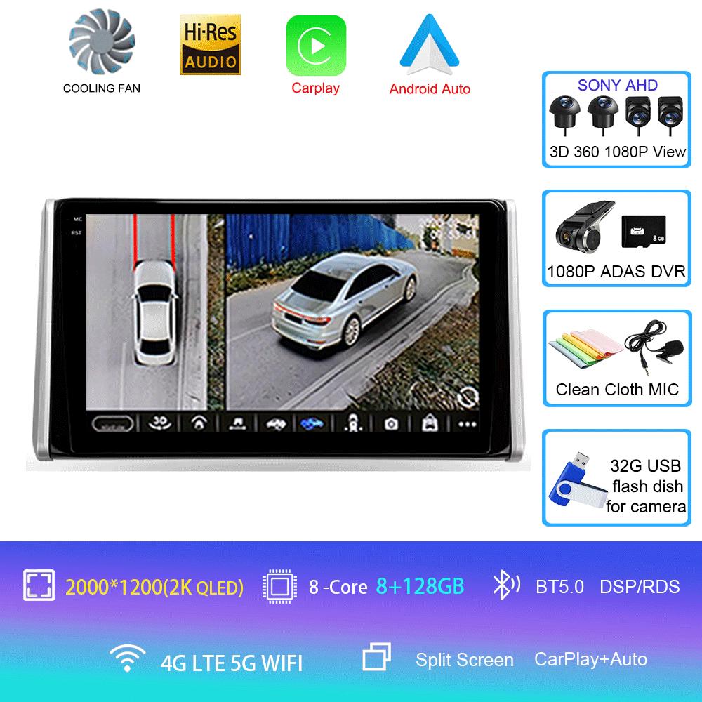 For Toyota RAV4 XA50 2018 2019 2020 Car Radio Android 14 Carplay Navigation Multimedia GPS Player Stereo WiFi+4G Video DSP 2 DIN