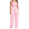 Flat Shoulder Wrap Chest Wide Leg Jumpsuit Square Shoulder