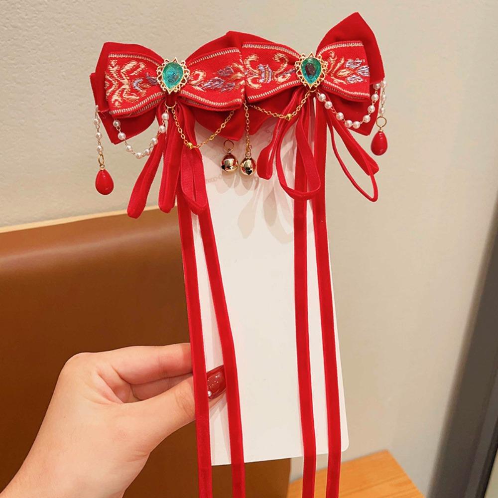 Princess New Year Bow Hairpins Ancient Style Girls Hanfu Headwear  Hair Accessories