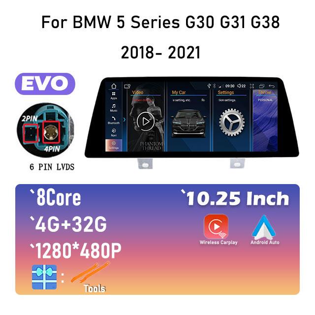 

8-ядерный Android 14 беспроводной Carplay для BMW 5 серии G30 G31 G38 2018-2021 EVO система автомобильный мультимедийный плеер радио GPS навигация
