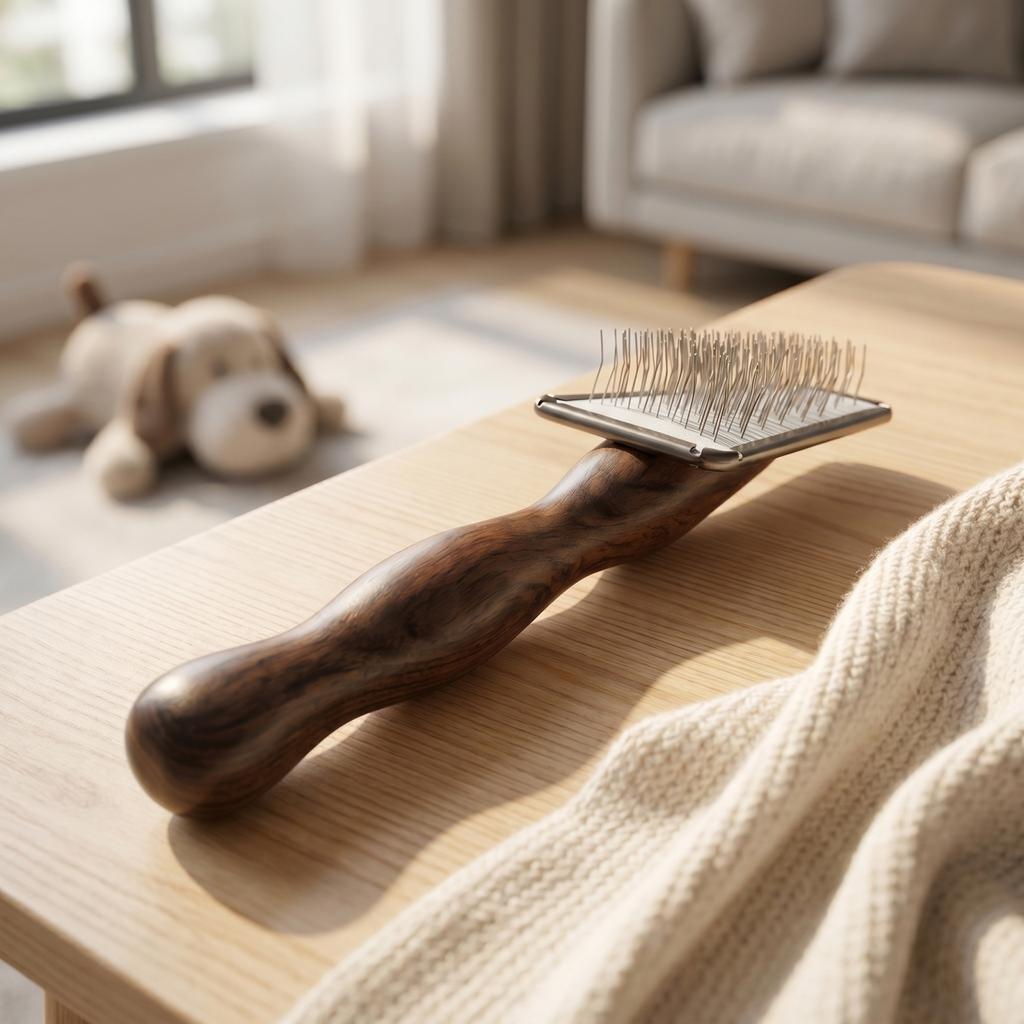 Pet Grooming Brush for Shedding and Cleaning with Soft Bristles and Ergonomic Handle Suitable for Dogs Cats and Small Animals