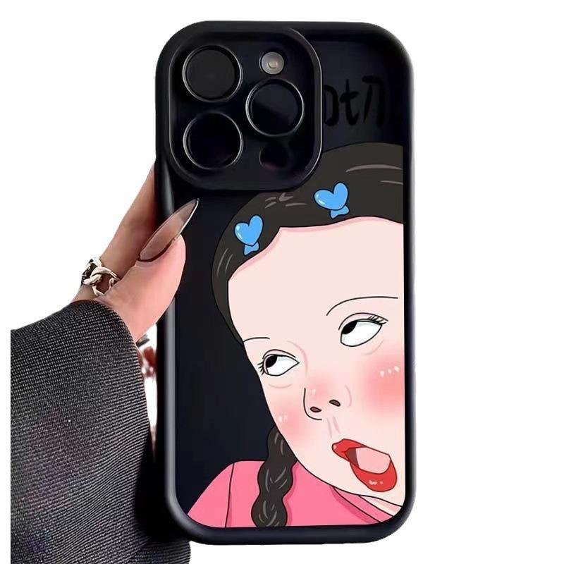 Funny Girl Applies iPhone Case iPhone17promax Matte 16\ 13 Silicone Soft Case 15pro Cute