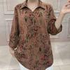 Middle-aged Elderly Fashion Shirt Loose New Autumn Mother Women's Casual Top Printed Shirt