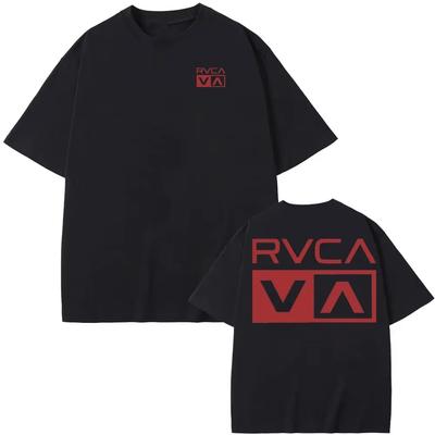 Camiseta RVCA Negra Camiseta Verano Algodón Camiseta Verano Manga Corta Moda Hombre Mujer Diseño Marca Camiseta Top Ropa Streetwear