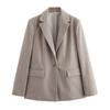 Women's Fashion Versatile Twill Suit Coat Autumn Straight Sleeve Flip Collar Single Buckle Blazers Jacket Office Lady Outcoat