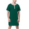 Men's Color Cotton Short-sleeved Pajamas Button-down Collar Long Loose Pajamas Home Clothes