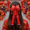 Red New Year Hairpin Tassel Hanfu Hair Ornamen Sweet Bow Ribbon Hair Clip  Braid