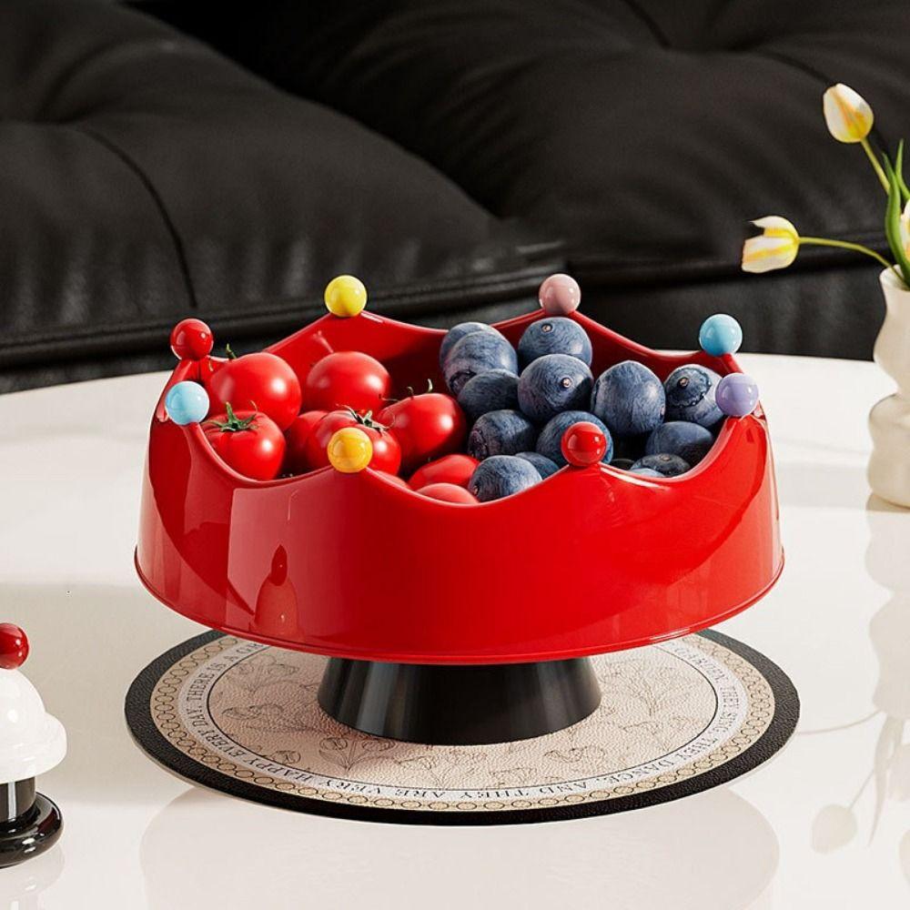 Crown Design Fruit Serving Plate Detachable Dry Fruit Tray Cute Fruit Bowl  with Fork  Living Room
