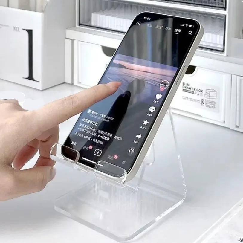 Ins Acrylic Transparent Minimalist Foldable Phone Holder Desktop Lazy Tablet Stand For iPhone iPad Galaxy Tab Smartphone Bracket