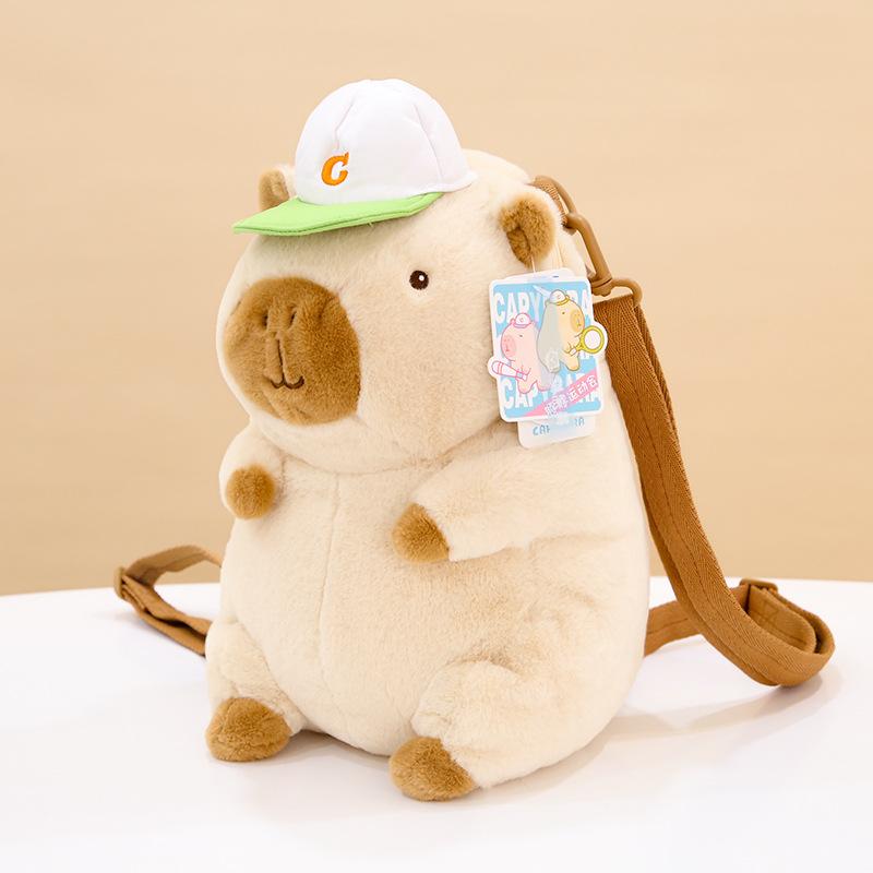 

Capybara Hat Small Stuffed Toy Children Shoulder Bag Doll Perfect Soft Gift коричневий