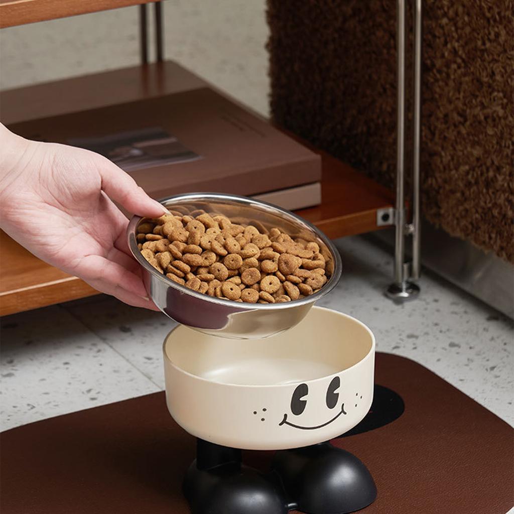 Hoher Napf für Haustiere Erhöhter Katzennapf Große Kapazität Edelstahl-Design Für den Innen- und Außenbereich