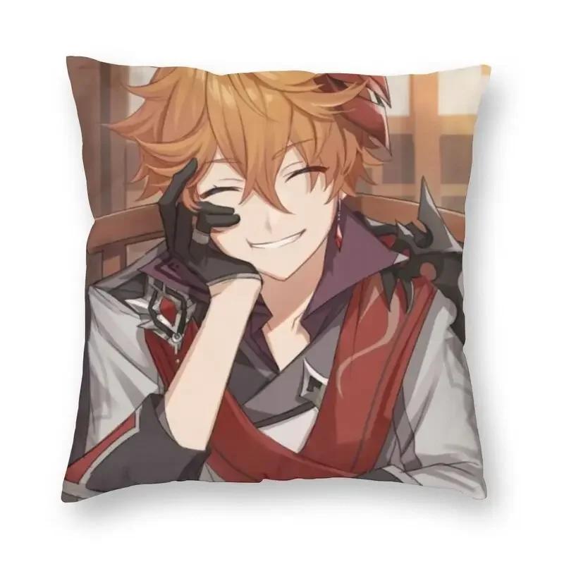 Tartaglia Childe Genshin Impact Cushion Cover Sofa Decoration Anime Game Square Throw Pillow Cover Fashion Pillowcover Polyester