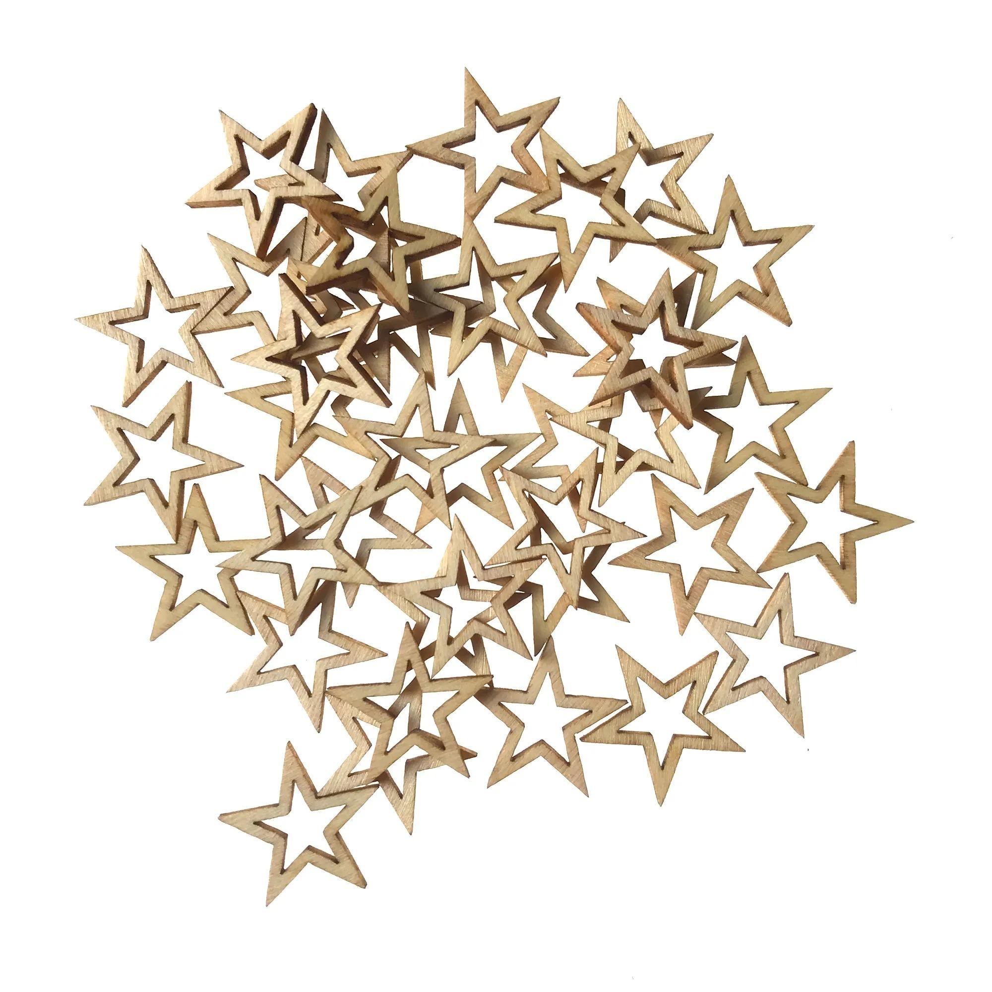 

100pcs Wooden Craft Flower Leaf Heart Shape Hanging Ornaments For Home Party Table Decoration DIY Scrapbooking Crafts 1cm зірка