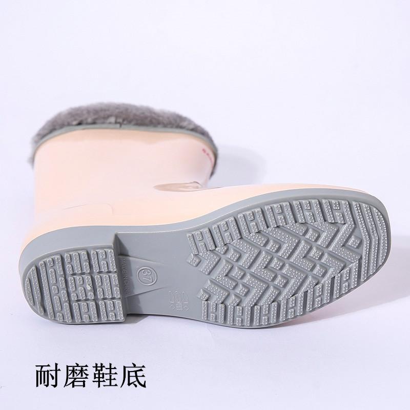 Mode Damen-Wasserschuhe mit mittelhohem Schaft Regenstiefel mit Plus-Samt und Baumwolle Damen-Gummischuhe Überschuhe