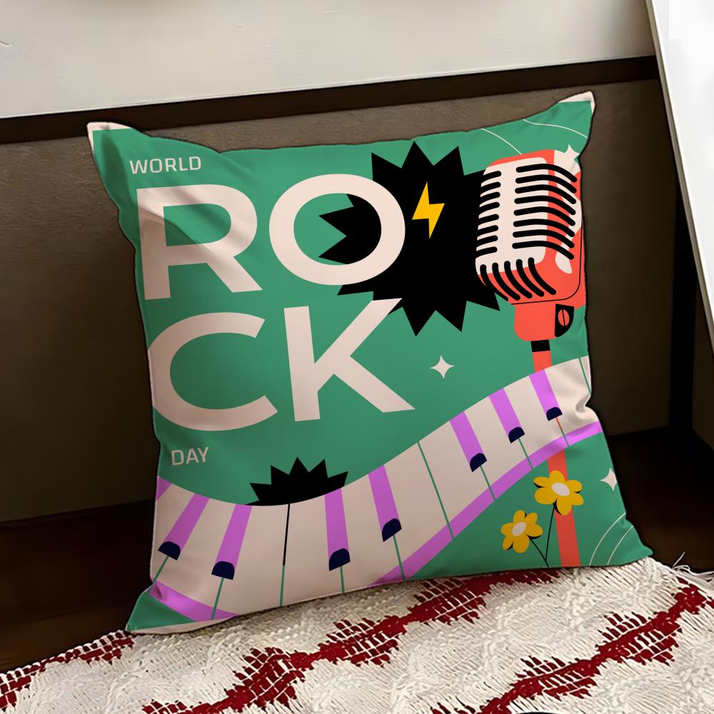 Retro Speaker Piano Rock Cushion Cover Reversible Soft Durable Pillow Cover Home  Car MultiScene Use for Daily Comfort
