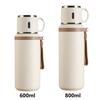Stainless Steel Insulated Bottle With Cup Lid Tea Infuser Portable Travel Thermos Mug With Strap Leakproof 600ml 800ml For Office Outdoor Use