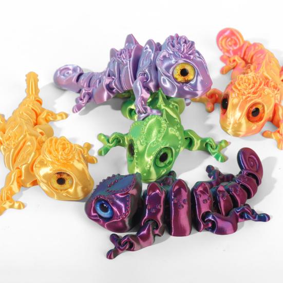 3D Printed Chameleon Articulated Lizard Model with Movable Joints Flexible Chameleon Fidget Toy for Stress Relief Home Office Desk Decoration