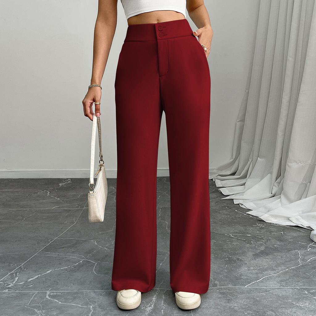 Women's Fashionable, Casual, Versatile High-waisted Loose Elastic Slightly Flared Wide-leg Trousers
