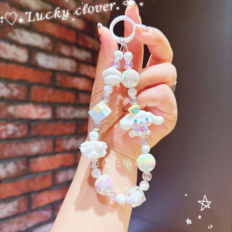 Roztomilá Sanrio Hello Kitty Kuromi Melody Cinnamorol Řetízek na telefon Klíčenka Řetízek na kryt telefonu Dekorace na fotoaparát Přívěsek Ručně kreslený korálek