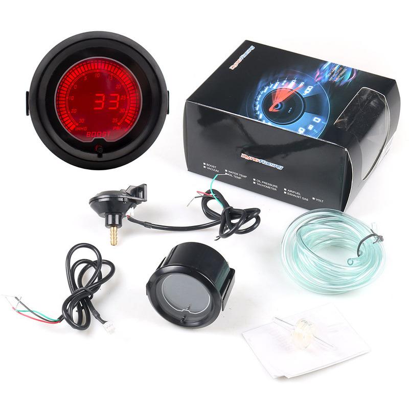 7 Colors Digital Turbo Boost gauge 2 52mm Boost gauge EVO LCD -30In.hg-35PSI Car meter Vacuum gauge