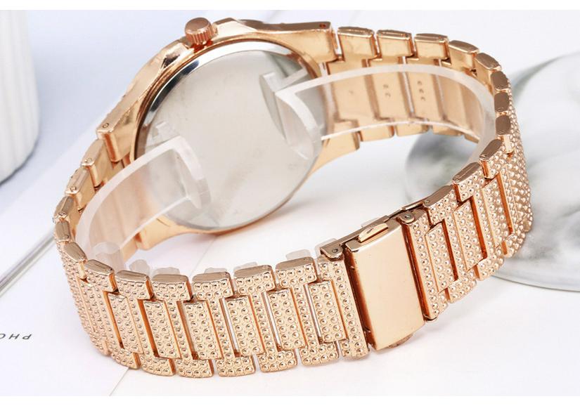 Luxury Unisex Full Diamond Steel Band Quartz Wristwatch with Calendar