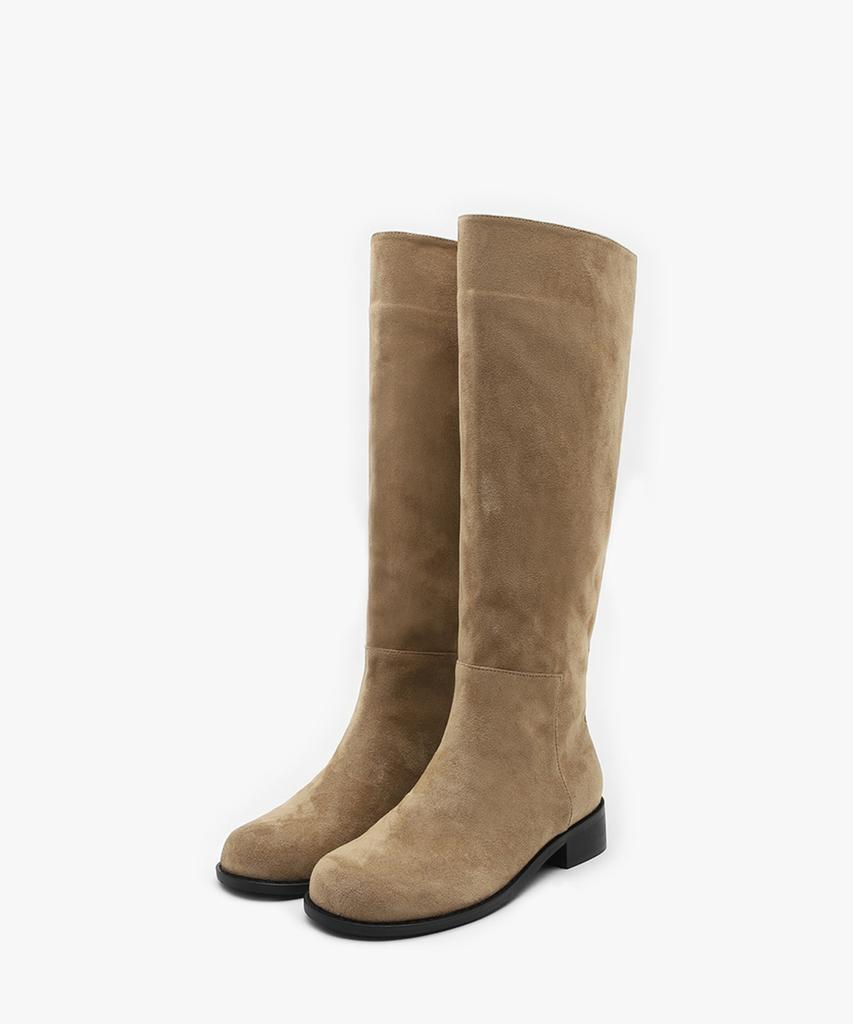 Sappun Jade Round Suede Long Boots (3.5Cm)