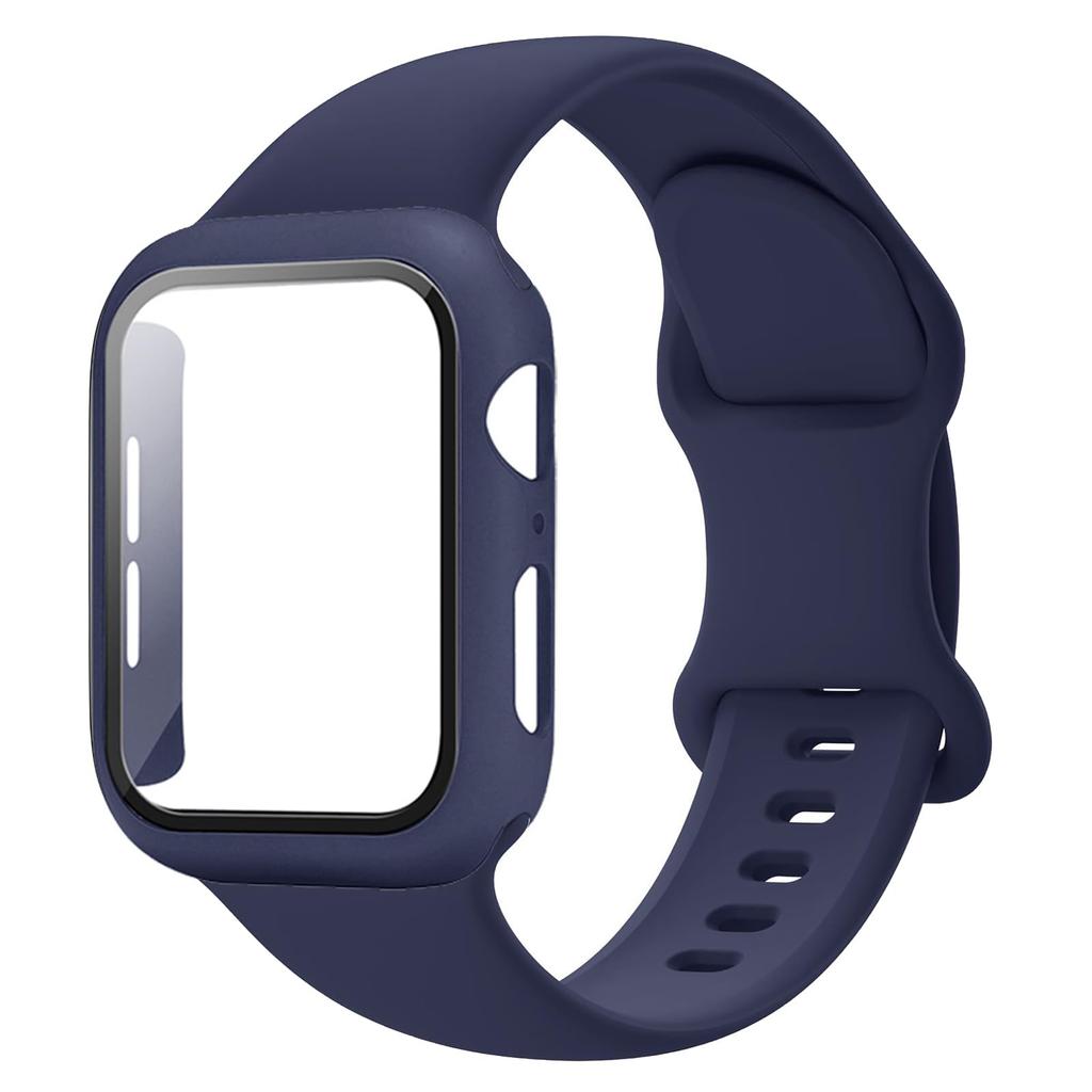 PC Case+Straps For Apple Watch band 44mm 45mm 40mm 46mm 41mm 42mm 49mm Sport Silicone Bracelet iWatch series 10 8 7 se 9 ultra 2