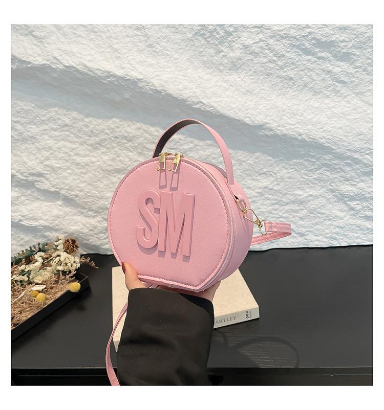 Bag Women's 2025 New European and American Fashion Popular Letter Solid Color Round Bag Shoulder Bag Bags Trendy Oblique Span Bag
