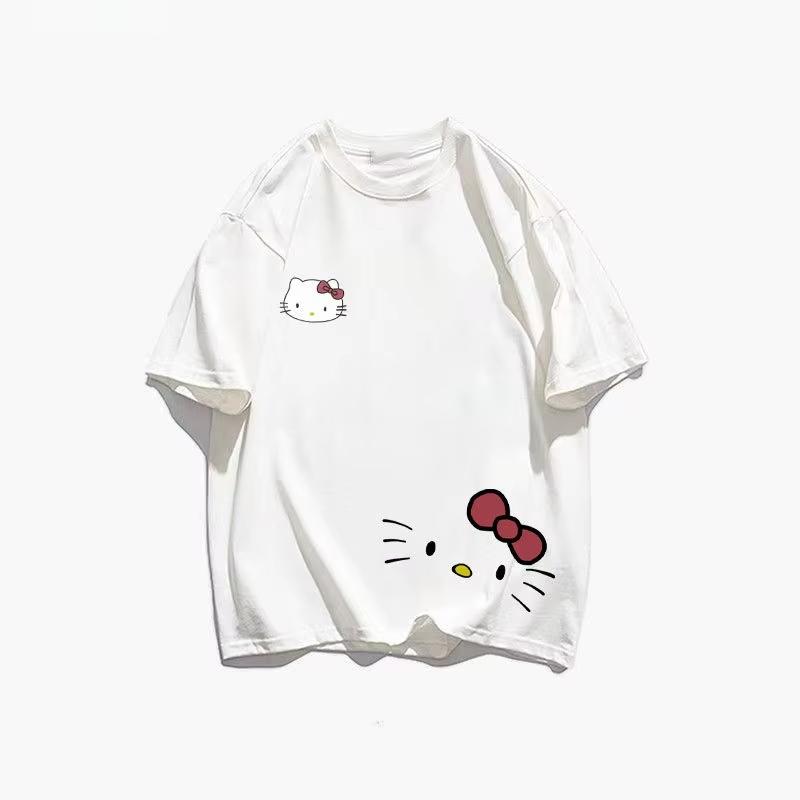 

2026 new Summer HelloKitty Cartoon Graphic Tee Casual Short Sleeve Cotton Tops for Women Girls Lovely Kawaii Streetwear Style S