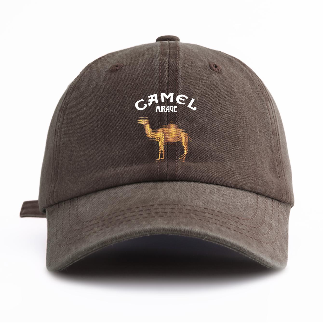 

1pc CAMEL Print Washed Baseball Cap for Adults,Minimalist Retro Style Casual Soft Adjustable Dad Hat,Perfect As Gift