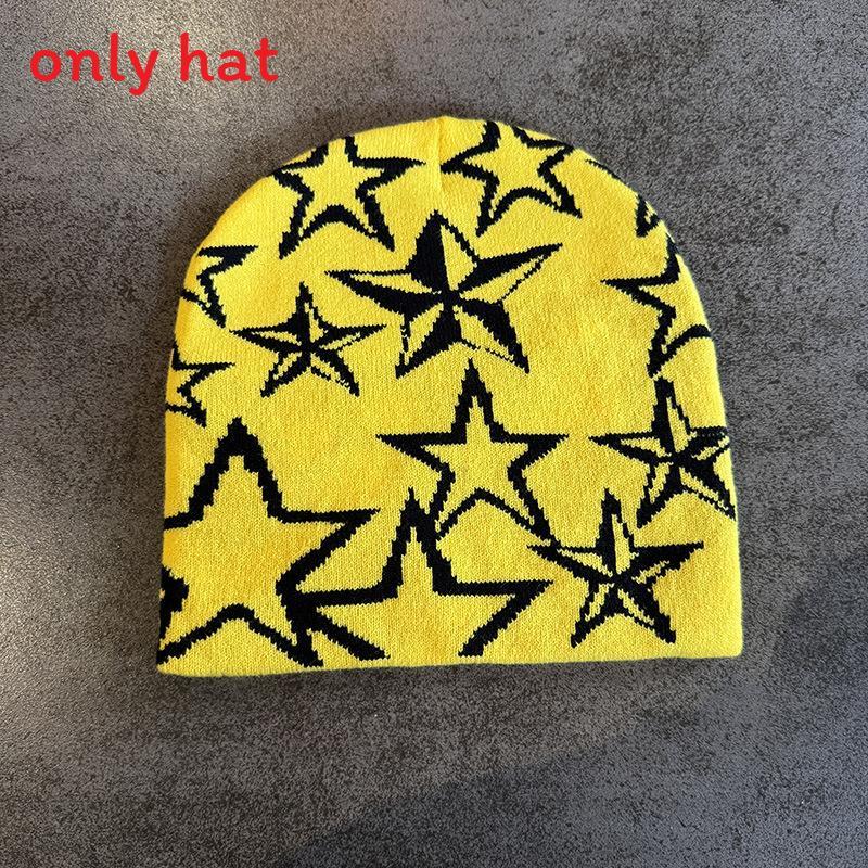 Star Pattern Fashion Women Casual Warm Knitted Hat For Autumn Winter And