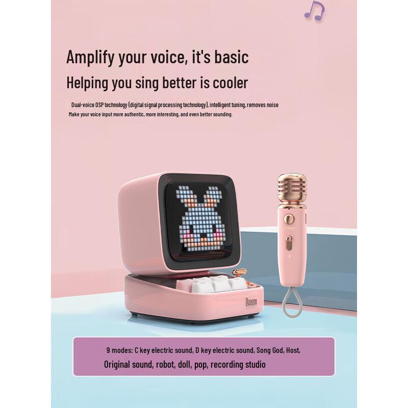 Divoom Ditoo-Mic Retro Pixel Bluetooth Speaker with KTV Microphone & Alarm CN plug (adapter included)