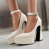 Women's high-heeled single shoes, sexy European and American style spring and summer new waterproof table thick heel large size low-top shoes