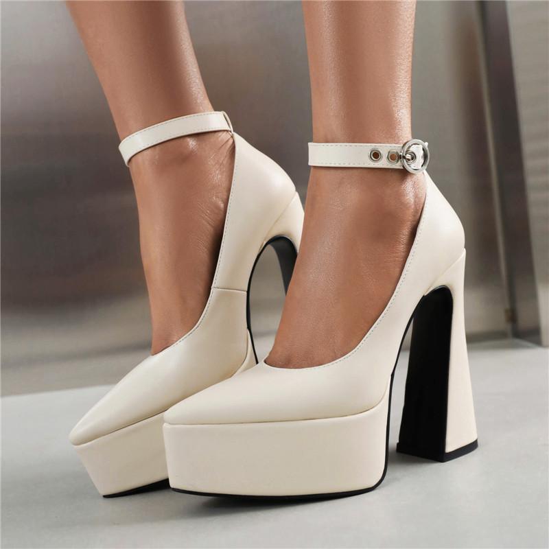 Women's high-heeled single shoes, sexy European and American style spring and summer new waterproof table thick heel large size low-top shoes