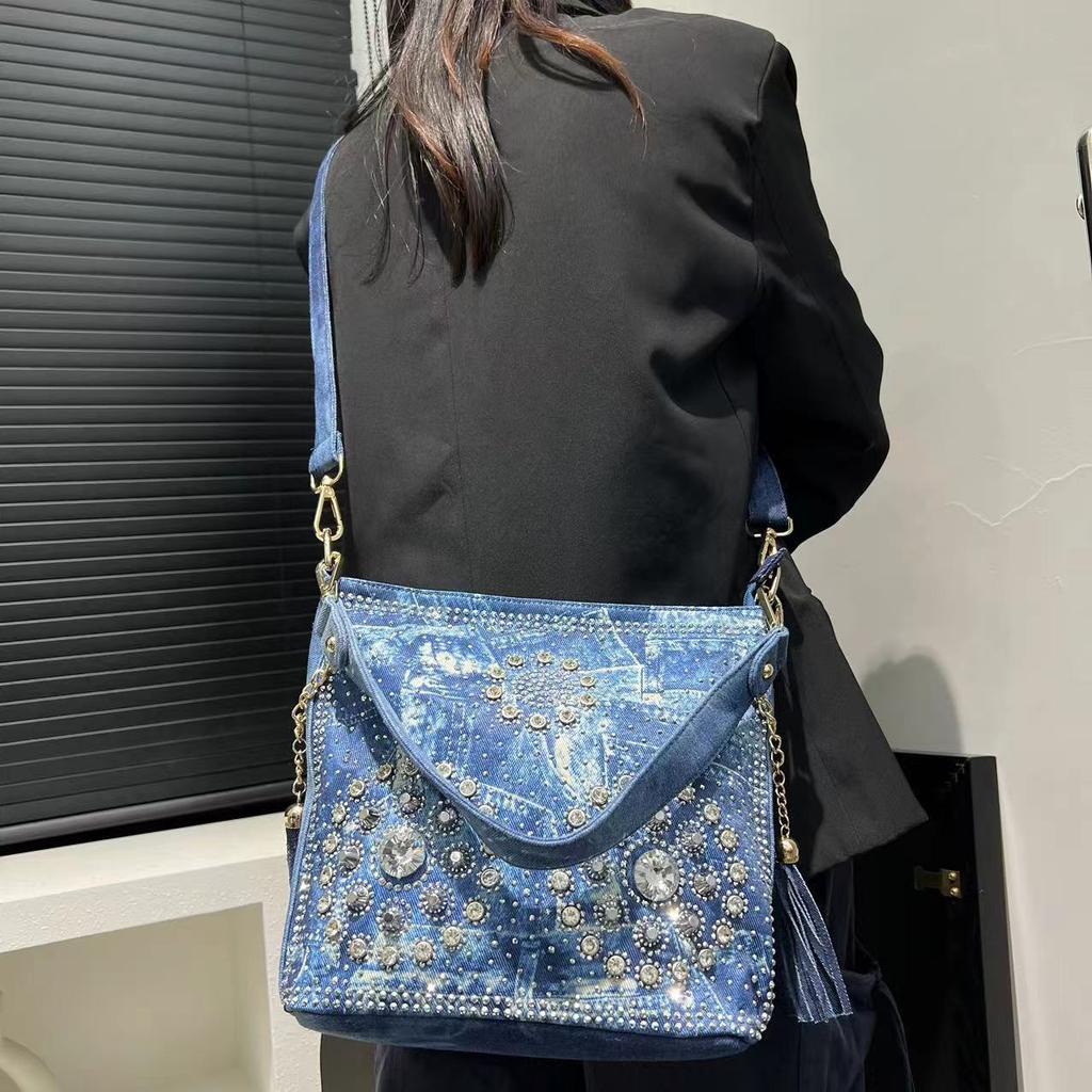 Women'S Diamond Trend Denim Shoulder Crossbody Handbag
