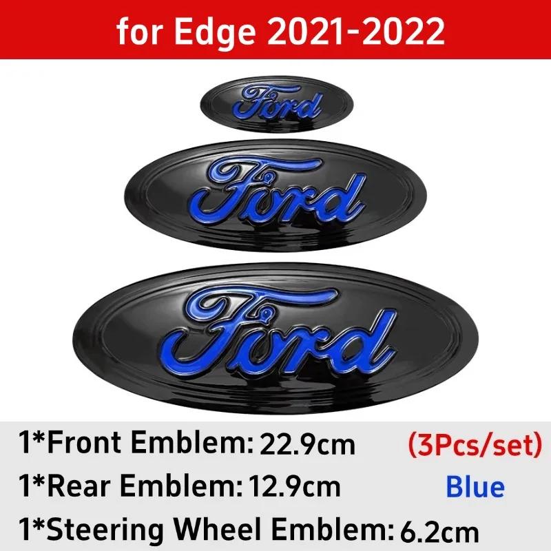 

Car Sticker 3pcs Badge for Ford Taurus Equator Explorer Escape ST Kuga Mondeo Focus Edge Car Front Rear Logo Steering Wheel Cove