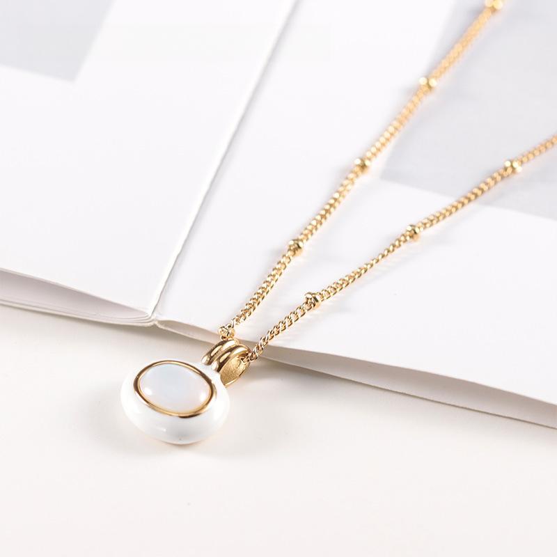 Ins esmalte vitrificado colar de malaquita pedra olho de tigre corrente clavicular premium feminina