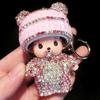 Cute Cartoon Furry Crystal Keychain Monkey Style Key Ring For Girls